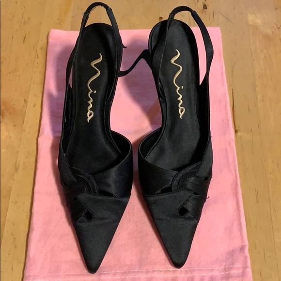 Nina Shoes “Ileana” Black Luster Slingback - Picture 2 of 5